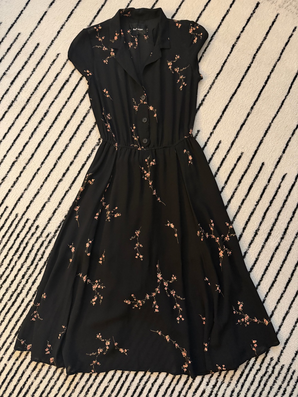 Reformation Griffith Black Floral Midi Dress - Picture 4 of 9